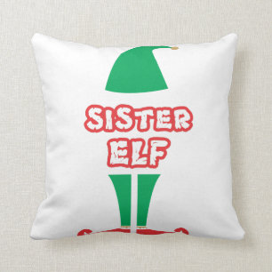 SISTER ELF FAMILY CHRISTMAS HOLIDAY SEASON CUSHION