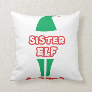 SISTER ELF FAMILY CHRISTMAS HOLIDAY SEASON CUSHION
