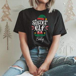 Sister Elf Funny Elf Matching Christmas Gift T-Shirt