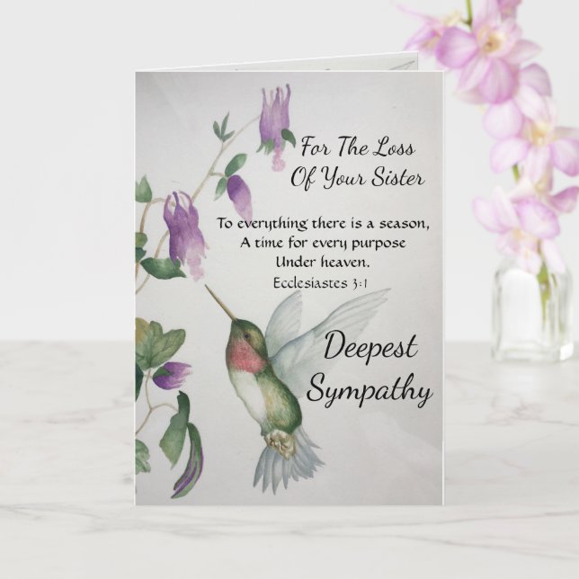 Sister Everything There Is A Season Quote Sympathy Card (Orchid)