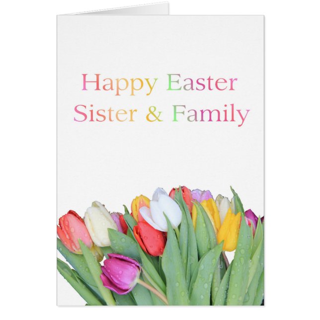 Sister + Family Happy Easter Tulip card (Front)