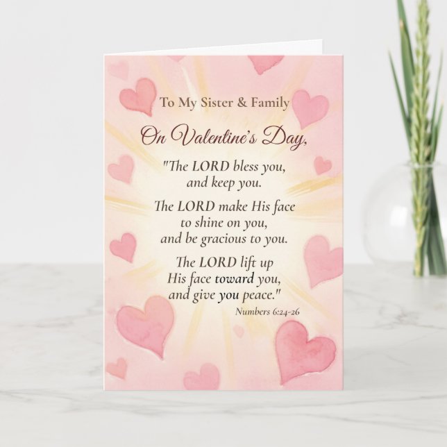 Sister Family Religious Valentine Scripture Card (Front)