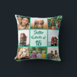 Sister fantastic at 18 birthday photo collage cushion<br><div class="desc">👉 Put a smile on a face with this awesome 18th birthday sister photo collage throw pillow! - Simply click to personalise this design 🔥 My promises - This design is unique and is designed with you in mind 🙏 Thank you for supporting my small business - If you would...</div>