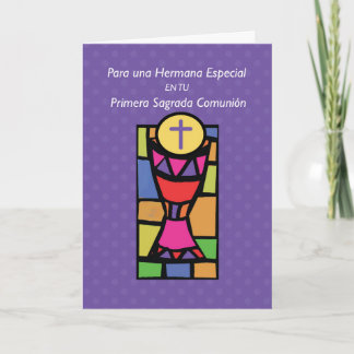 Sister First Communion Bright Colours, Spanish Card