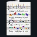Sister Funny Happy Birthday Song Sheet Music<br><div class="desc">A fun way to wish your sister a happy birthday. This card has everything,  cake,  candles,  balloons,  presents,  and more cake! Sing a birthday song and wish a happy birthday with a funny birthday card.</div>