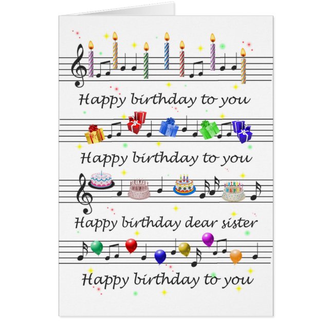 Sister Funny Happy Birthday Song Sheet Music (Front)