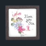 Sister gift keepsake box<br><div class="desc">A pretty little arrangement with a message of love for a sister. Pressed flowers and calligraphy by Simone Sheppard include salvia, larkspur and verbena. What a lovely way to tell her you care.</div>