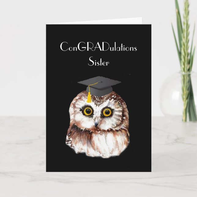 Sister Graduation Congratulations Cute Wise Owl Card (Front)