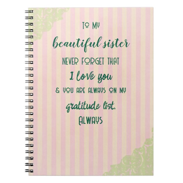 Sister Gratitude  Notebook (Front)