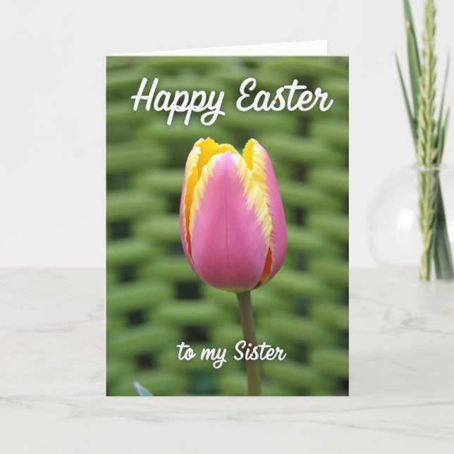 Sister Happy Easter Tulip Photo Card (Front)