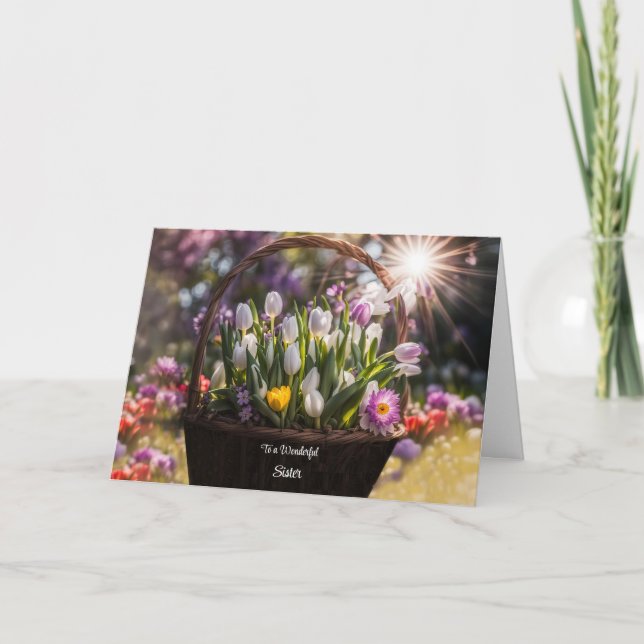 Sister Happy Mothers Day Pretty Flowers in Country Card (Front)