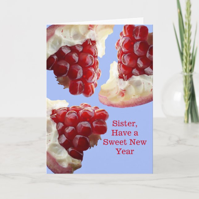Sister Happy Rosh Hashanah with Pomegranate Holiday Card (Front)