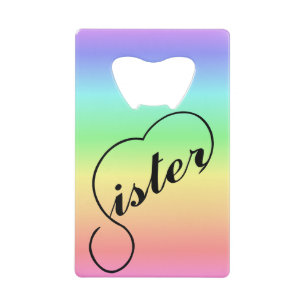 Sister heart colourful rainbow background on