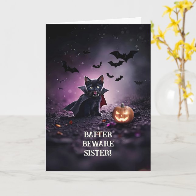 Sister Humourous Funny Halloween Cute Card (Yellow Flower)
