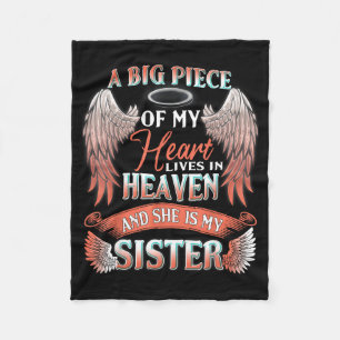 Sister In Heaven Birthday Shirt, Missing My Sister Fleece Blanket