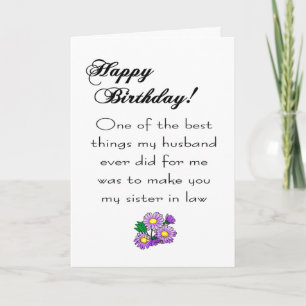 Sister in law birthday card