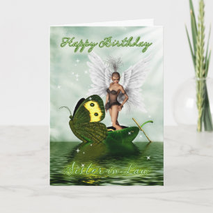Sister in Law, Birthday Card - Fantasy Swan Fairy
