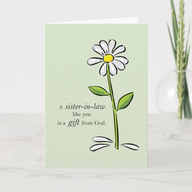 Sister-in-Law Birthday, Religious Green Daisy Flow Thank You Card (Front)
