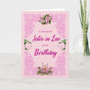 Sister in Law Birthday with Pink Roses Card