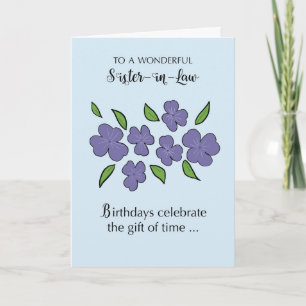 Sister in Law Birthday with Violet Flowers Leaves Card