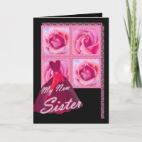 SISTER-IN-LAW - Bridesmaid - Red Gown, Pink Roses