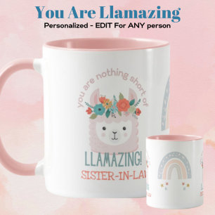 SISTER-IN-LAW CUTE LLAMA You Are Amazing PINK Mug