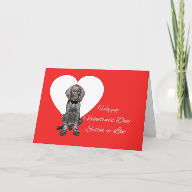Sister in Law  Glossy Grizzly Valentine Puppy Love Holiday Card (Front)