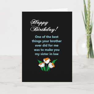 sister in law happy birthday wish card
