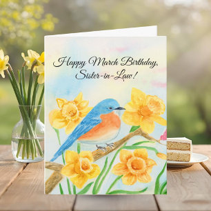 Sister-in-Law Happy March Birthday Blue Bird Card