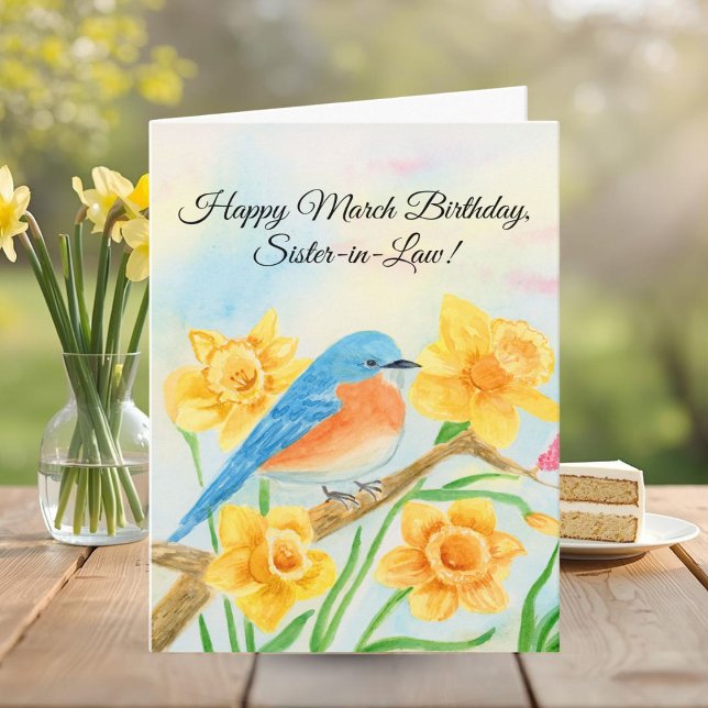 Sister-in-Law Happy March Birthday Blue Bird  Card (Creator Uploaded)