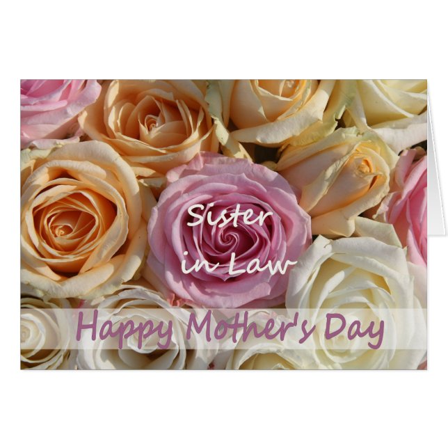 Sister in Law  Happy Mother's Day rose card (Front Horizontal)