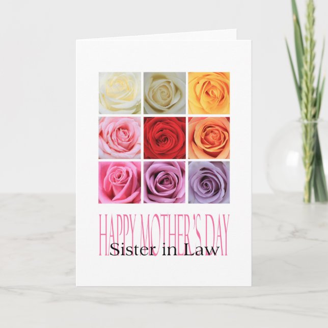 Sister in Law Happy Mother's Day rose card (Front)