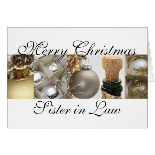 Sister in Law merry christmas gold on white christ
