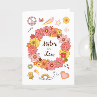 Sister in Law Mother's Day Floral Peace and Love Card