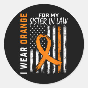 Sister In Law Multiple Sclerosis Ms Flag Gifts  Classic Round Sticker