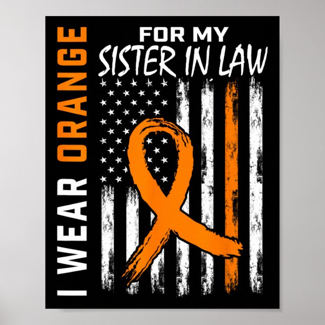 Sister In Law Multiple Sclerosis Ms Flag Gifts  Poster (Front)