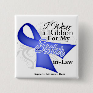 Sister-in-Law Periwinkle Ribbon - Stomach Cancer 15 Cm Square Badge