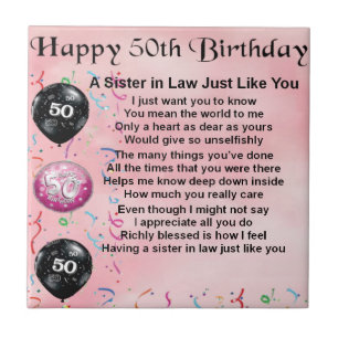 Sister in Law Poem - 50th Birthday Ceramic Tile