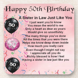 Sister in Law Poem - 50th Birthday Coaster