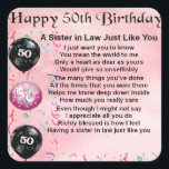 Sister in Law Poem - 50th Birthday Square Sticker<br><div class="desc">A great gift for a sister in law on her 50th birthday</div>