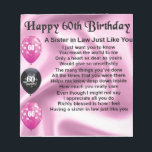 Sister in Law Poem - 60th Birthday Notepad<br><div class="desc">A great gift for a sister in law on her 60th birthday</div>