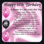 Sister in Law Poem - 60th Birthday Square Sticker<br><div class="desc">A great gift for a sister in law on her 60th birthday</div>