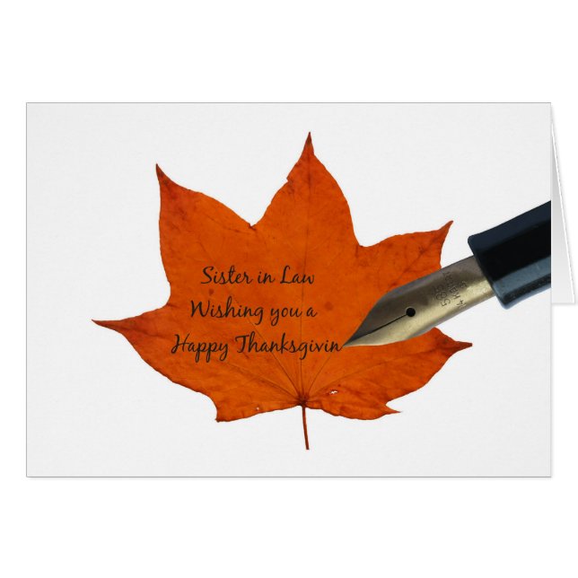 Sister in Law thanksgiving maple leaf card (Front Horizontal)