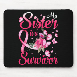 Sister Is A Survivor Butterfly Breast Cancer Aware Mouse Pad