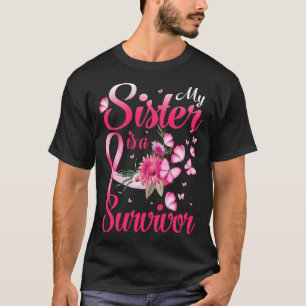 Sister Is A Survivor Butterfly Breast Cancer Aware T-Shirt