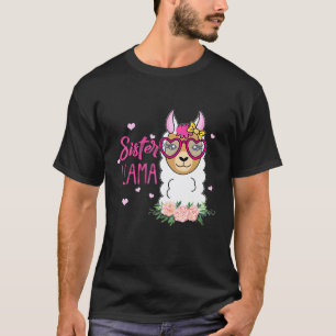 Sister LLama Boho Flowers Pink Heart T-Shirt