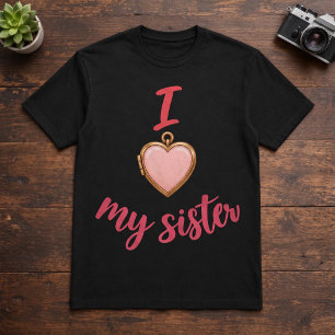 Sister Love I Love My Sister Heart Locket Tri-Blend Shirt