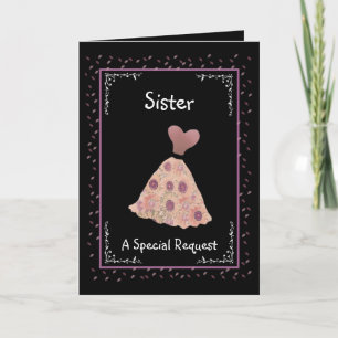 SISTER - Maid of Honor - Peach and Mauve Dress Invitation