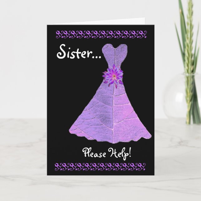 SISTER Maid of Honour  Invitation PURPLE Gown (Front)