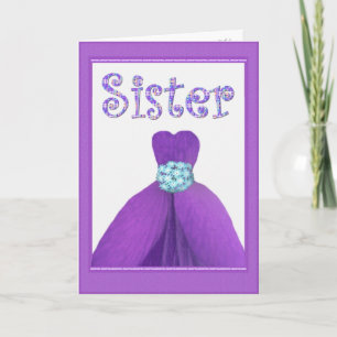 SISTER - Maid of Honour PURPLE Flower Petal Dress Invitation
